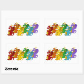 Regenbogenfarbene Drachen Cartoon Stickers (Blatt)