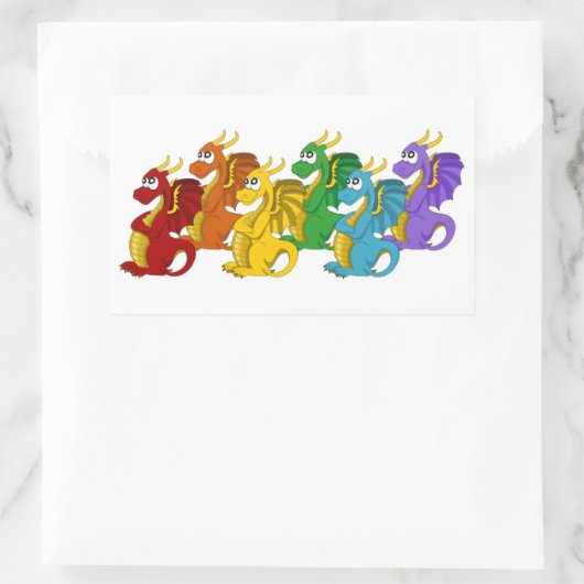 Regenbogenfarbene Drachen Cartoon Stickers (Tasche)