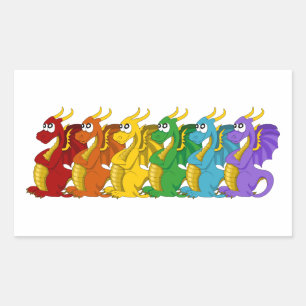 Regenbogenfarbene Drachen Cartoon Stickers