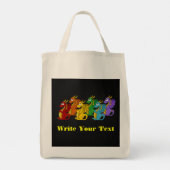 Regenbogenfarbene Drachen Cartoon Tragetasche (Rückseite)