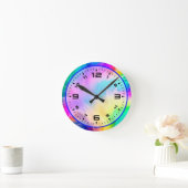 Regenbogenfarbene Felldesign-75293 Runde Wanduhr (Zuhause)