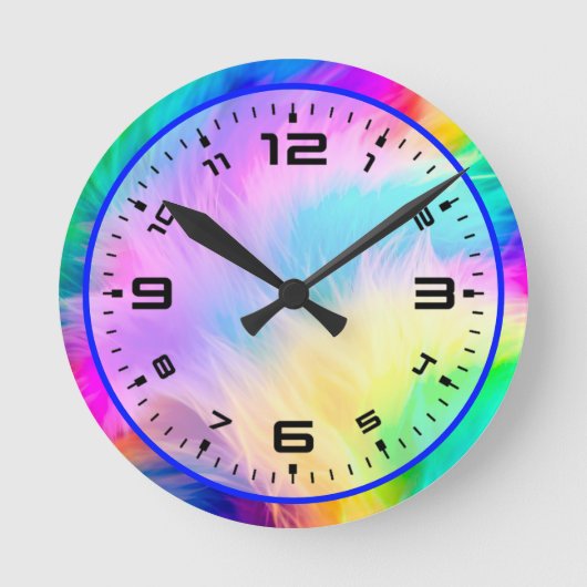 Regenbogenfarbene Felldesign-75293 Runde Wanduhr (Vorderseite)