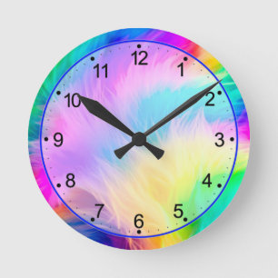 Regenbogenfarbene Felldesign-75293 Runde Wanduhr