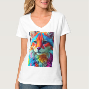 Regenbogenfarbene Fellkatze-68587 T-Shirt