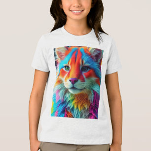 Regenbogenfarbene Fellkatze-68587 Tri-Blend Shirt