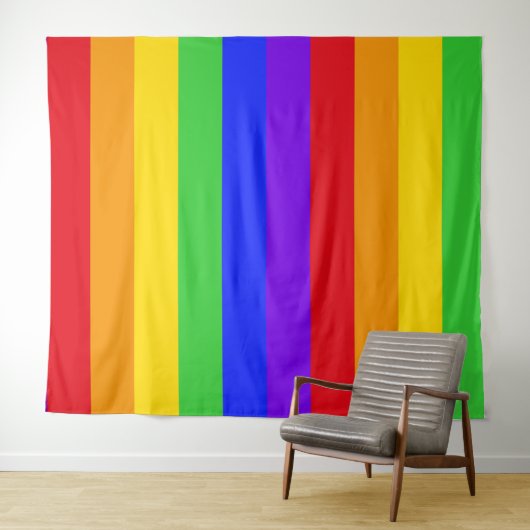 Regenbogenfarbene, fette Linien Figur Wandteppich (Beispiel (Horizontal))