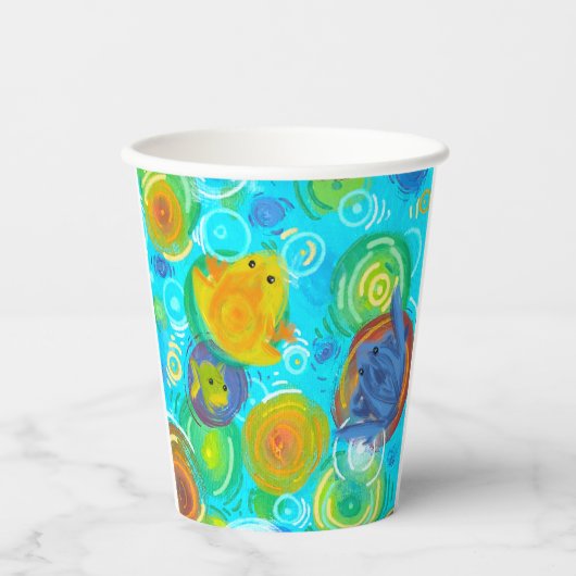 Regenbogenfarbene Frösche Tasse Pappbecher (Vorderseite)