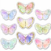 Regenbogenfarbene Goldkleber-Glitzer Schmetterling Aufkleber (Vorderseite)