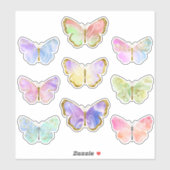 Regenbogenfarbene Goldkleber-Glitzer Schmetterling Aufkleber (Blatt)