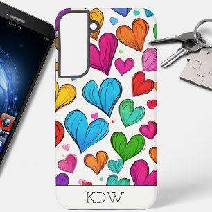 Regenbogenfarbene Herz-Monogramm Samsung Galaxy Hülle