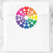 Regenbogenfarbene Herzklopfe in einer Zirkelklasse Runder Aufkleber (Tasche)