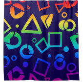 Regenbogenfarbene Kubikfarben dunkelblauer Hinterg Duschvorhang (Vorderseite)