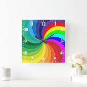 Regenbogenfarbene Mandala-46556 Quadratische Wanduhr (Zuhause)