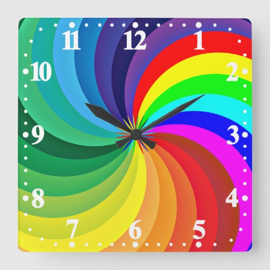 Regenbogenfarbene Mandala-46556 Quadratische Wanduhr (Vorderseite)