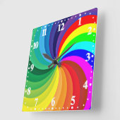Regenbogenfarbene Mandala-46556 Quadratische Wanduhr (Winkel)
