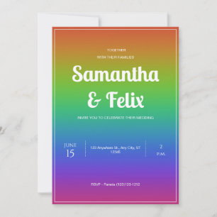 Regenbogenfarbene Ombre-Hochzeitseinladung Einladung