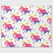 Regenbogenfarbene Pferde Geschenkpapier (Flach)