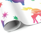 Regenbogenfarbene Pferde Geschenkpapier (Rolleneckpunkt)