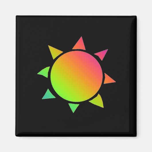 Regenbogenfarbene Sonne mit schwarzem Hintergrund Magnet (Vorne)