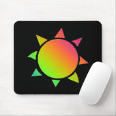 Regenbogenfarbene Sonne mit schwarzem Hintergrund Mousepad (Mit Mouse)