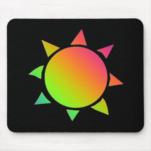Regenbogenfarbene Sonne mit schwarzem Hintergrund Mousepad (Vorne)