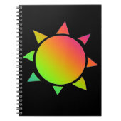 Regenbogenfarbene Sonne mit schwarzem Hintergrund Notizblock (Vorderseite)