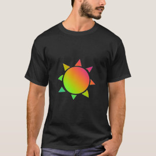 Regenbogenfarbene Sonne mit schwarzem Hintergrund T-Shirt
