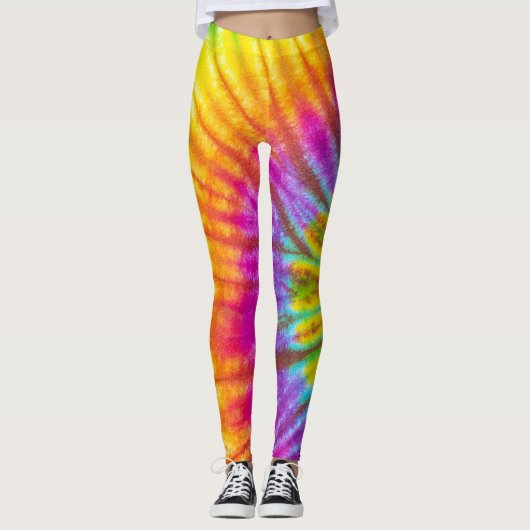 Regenbogenfarbene Spiralstruktur Leggings (Vorderseite)