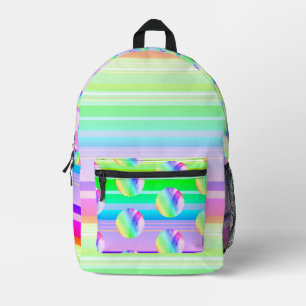 Regenbogenfarbene Streifen und Punkte Bedruckter Rucksack