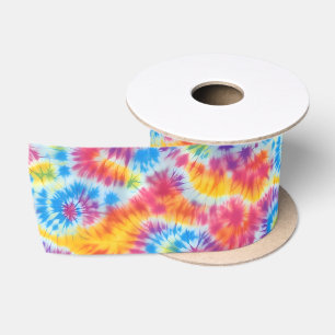 Regenbogenfarbene Tie-Dye-Muster Satinband