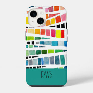 Regenbogenfarbene Wasserfarben-Mosaik-Abstraktion iPhone 14 Hülle
