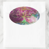 Regenbogenfarbener Baum des Lebens Ovaler Aufkleber (Tasche)
