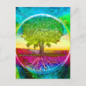 Regenbogenfarbener Baum des Lebens Postkarte (Vorderseite)