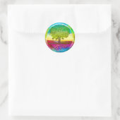 Regenbogenfarbener Baum des Lebens Runder Aufkleber (Tasche)