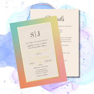 Regenbogenfarbener moderner Hochzeit Folieneinladung