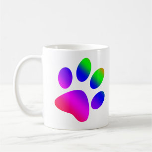 Regenbogenfarbener Tierpfotenabdruck Kaffeetasse