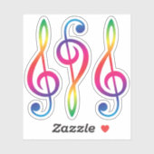 Regenbogenfarbener Treble G clef Aufkleber (Blatt)