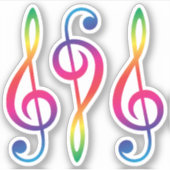 Regenbogenfarbener Treble G clef Aufkleber (Vorderseite)