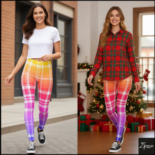 Regenbogenfarbener vertikaler Karo-Tartan-Karo Leggings