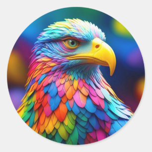 Regenbogenfarbener Weißkopfseeadler-654568 Runder Aufkleber
