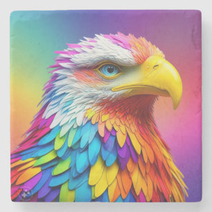 Regenbogenfarbener Weißkopfseeadler-65456 Steinuntersetzer