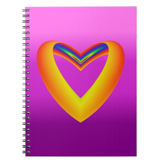 Regenbogenfarbenes Herz mit Lila Hintergrund Notizblock (Vorderseite)