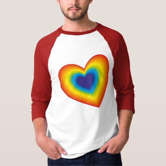 Regenbogenfarbenes Herz T-Shirt (Vorderseite)