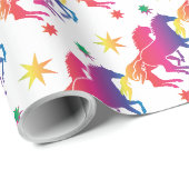 Regenbogenfarbenes Pferd Geschenkpapier (Rolleneckpunkt)