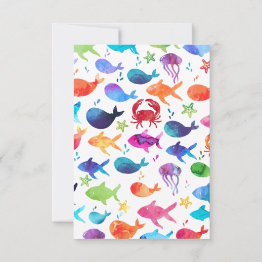 Regenbogenfarbenfisch unter dem Meer Vielen Dank Dankeskarte (Rückseite)