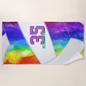 Regenbogenfarbenmädchen, sportlich strandtuch (Vorderseite)