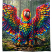 Regenbogenfeder Ara Papagei Duschvorhang vibrant (Vorderseite)