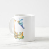Regenbogenfee Anfangsbuchstabe 'L' Kaffeetasse (Vorderseite Links)