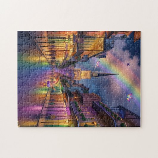 Regenbogenfeen im französischen Viertel New Orlean Puzzle (Horizontal)