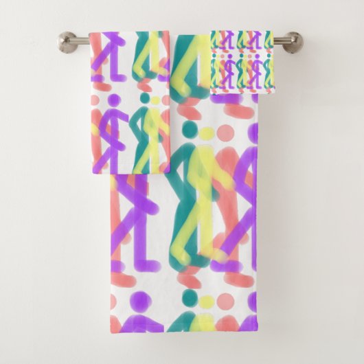 Regenbogenfiguren-Design Badhandtuch Set (Insitu)